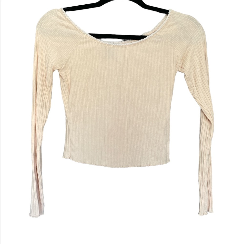 Peachy Pink Long Sleeve Crop